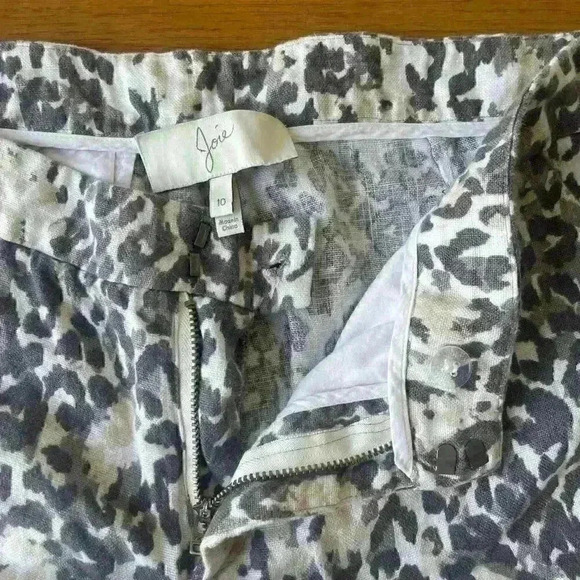 Joie Womens Size 10 100% Linen Shorts Cheetah Animal Print Summer Comfort - Picture 7 of 7